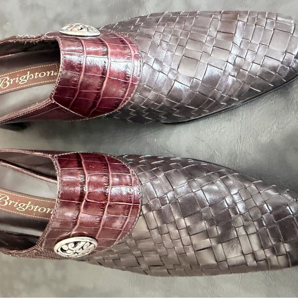Brighton Woman’s Leather Loafers - Burgundy and Brown SIZE 6 1/2